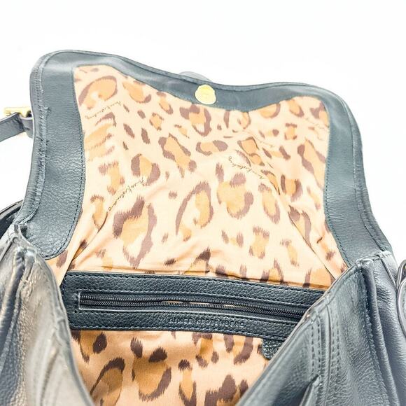 Aimee Kestenberg Fierce & Fab Black Shearling Leather Saddlebag Handbag - Picture 7 of 7